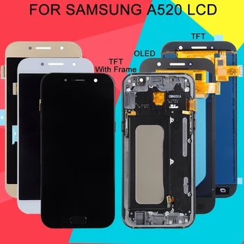 Catteny 5.2 tolline A520 ekraaniga Samsung Galaxy A5 2017 LCD Koos puutepaneeli Klaas, Digitizer Ekraan A520F Assamblee Tasuta Shipping