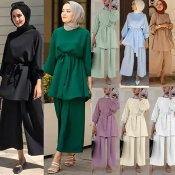 Eid Mubarek Abaya Türgi Hijab Kaks-Töö Moslemi Komplekti Kleit Kauhtana Kaftans Islami Riided Abayas Naistele