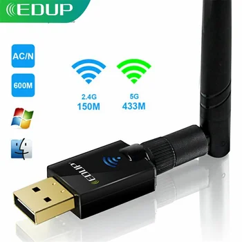 EDUP 600Mbps 5Ghz USB Wifi Adapter 802.11 AC Dual Band, Wi-fi Vastuvõtja Traadita Võrgu Kaart USB Adapter koos 6dbi Antenn TK