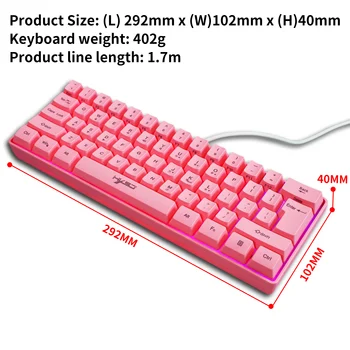HXSJ V700 61 Võtmed Gaming RGB Klaviatuuri Mängijad, USB-Tagantvalgustusega klaviatuur koos Mitme Kiirklahvide Kombinatsioonid PUBG Kodu