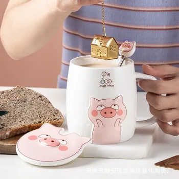 Cartoon armas siga väljend mark cup web kuulsus kohvi tassi loominguline vee tass kaanega lusikas paarid kohandatud cup komplekt