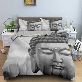 Buddha Prinditud Voodipesu Komplekt tekikott Täiskasvanutele Bedclothes Voodi Komplekti Tekk Katab Padjapüür 2/3tk