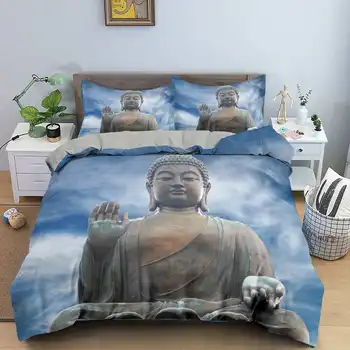Buddha Prinditud Voodipesu Komplekt tekikott Täiskasvanutele Bedclothes Voodi Komplekti Tekk Katab Padjapüür 2/3tk