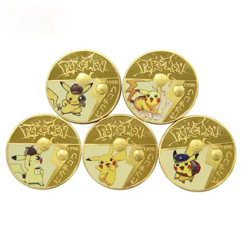 4CM Pokemon Kaardid Pikachu Detektiiv Pikachu Gold Pinnatud Kuld mälestusmünte Mäng Kogumise Müntide Mänguasjad, Laste Tegevuse Kingitus