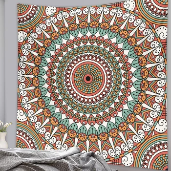 India psühhedeelne stseeni home art teenetemärgi Mandala tapestry Hipi jooga matt Bohemian dekoratiivne leht diivan tekk