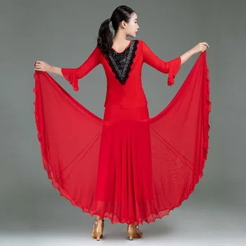 2021 Tantsusaal Tantsu Konkurentsi Seelik Naistele Etapp Kostüüm Punane Valss Tantsu Kulumise Tantsija Riided Pikad Seelikud Disainer