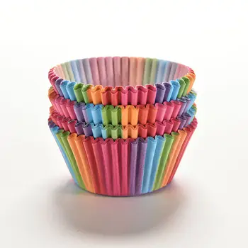 100tk/set Rainbow Värvi Glasuur Liner Küpsetamine Tassi Cupcake Paber Muffin Juhtudel Cake Box Cup Plaadi Kook Hallituse Kaunistus Vahendid