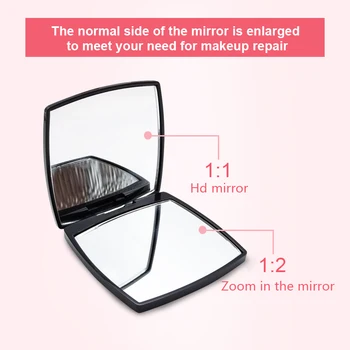 Kaasaskantav Tasku Meik Peegel Mini Omanik Kosmeetika Peeglid Edevus Topelt-side Kokkupandult Kompaktne Peeglid, 2X Suurendusklaasi Make up Peegel