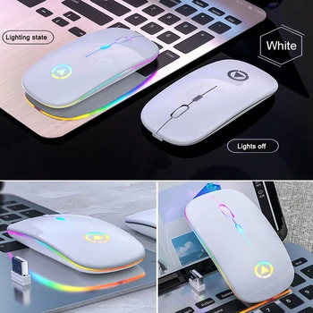 Ultra-õhuke Hiirt, Mini Traadita Mikrofon Värvikas LED Tuled Laetav USB Optiline Ergonoomiline Gaming Mouse Sülearvuti Hiir