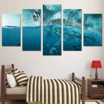 5TK Kaasaegne Pannoo Kunst Plakat Ookeani Loomade Delfiinid, Kilpkonnad, Kontor, elutuba, Magamistuba Kodu Kaunistamiseks HD Trükkimine Frameless