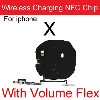 Traadita Laadimine Laadija Paneel Coil Kleebis Helitugevuse Nuppu Flex Kaabel iphone 8 8 Plus X Xs Max XR 11 Pro Max NFC-Kiip