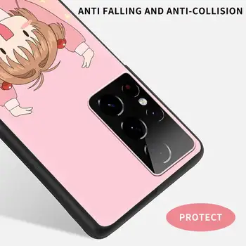 Sakura Kaardi Vangistaja Silikoon Black Case for Samsung Galaxy S21 Ultra S20 FE S10 S9 Plus S8 S10e S7 5G Luksus Telefoni Kate Coque