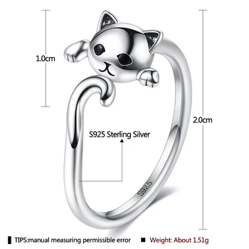 LEKANI S925 Sterling Silver Kass Kujuga Ilus Disain, Rõngad, Naised Saata Naise Ehted enimmüüdud valentinipäeva Kingitus