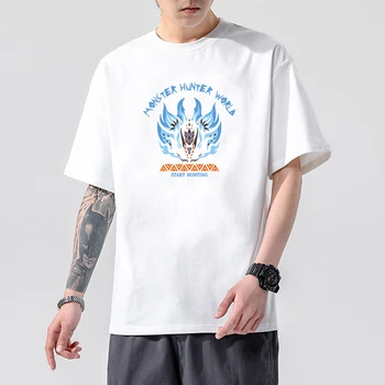 2021 Suvel Tshirts Monster Hunter Meeste Harajuku Mood Hip-Hop Ulzzang korea Stiilis Unisex Cartoon Print T-särgid, Riided