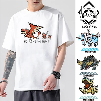 2021 Suvel Tshirts Monster Hunter Meeste Harajuku Mood Hip-Hop Ulzzang korea Stiilis Unisex Cartoon Print T-särgid, Riided