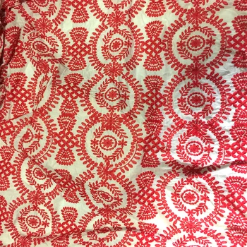 Glasuuritud 1Y/Palju Punast lille krüpteerimist tikandid segast puuvillasest riidest naiste kleit DIY käsitöö materjali TX1094