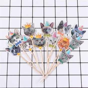 24tk Simulatsiooni Kass Cake Toppers Armas Kass Sünnipäeva Kook Korjab Pet-teemastatud Pool Kaunistused Elutruu Raamat Käsitöö