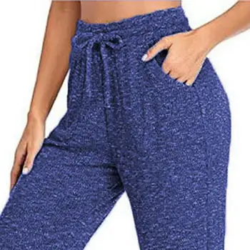 Naiste Püksid Kõrge Vöökoht Mugav Värviga Pikk Elastne Põletatud Püksid Sport Püksid Pluss Suurus Lai Jalg Püksid