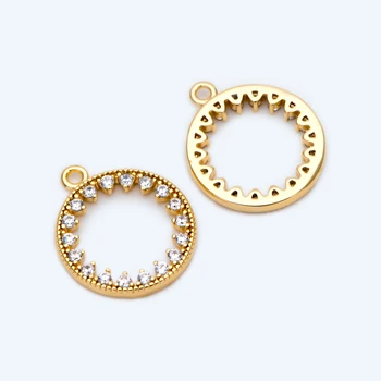 10tk CZ Sillutatud Kuld Sõrmus Võlu 11x13mm, 18K kullatud Messing, Rhinestone Ring, Kaar, Ring Võlu (GB-1641)