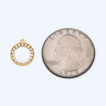 10tk CZ Sillutatud Kuld Sõrmus Võlu 11x13mm, 18K kullatud Messing, Rhinestone Ring, Kaar, Ring Võlu (GB-1641)