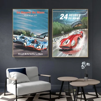 Mansi 24 Tunni Võidusõidul Originaal Racing Plakat F1 Võidusõiduauto Lõuend Print Sport Seina Maali Kunst Pildi Elutuba Home Decor