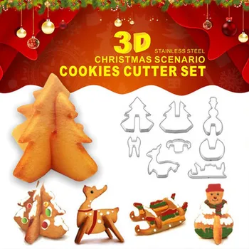 3D Roostevabast Terasest Jõulud Cookie Kutter Metallist Küpsise Hallituse Klapp Tk 8