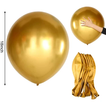 10 Tükki 18 Tolline Metallik Õhupallid Läikiv Lateks Õhupallid Sünnipäeva Pulmapidu Kaunistamine (Kuld)