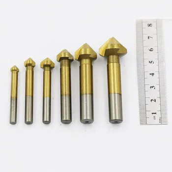 CHKJ Titaan-kroomitud Chamfer Drill Bit 6.3-20,5 mm 3 Flöödid 90 Kraadi 6.3/8.3/10.4/12.4/16.5/20.5 mm Sirge Varre Milling Cutter