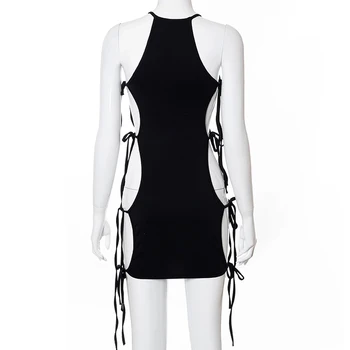Bomblook Seksikas Pidu Club Bodycon Kleidid Naiste 2021 Suve Riided Lace Up Lõigatud Segast Mini Kleit Naiste Varustus