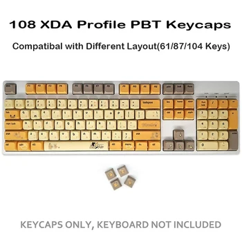 108-key Ring Anime Pikachu Keycap PBT Sublimatsioon XDA Väga Mehaanilise Klaviatuuri Keycap Kirss Profiili Värvi Sub Cherry MX