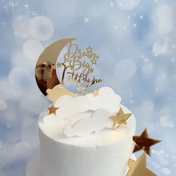 Uus Akrüül Sünnipäeva Kook Torukübar Kuldne Tere tulemast Maailma Staarid Moon Cake Toppers Beebi Sünnipäeva Cupcake Teenetemärgid