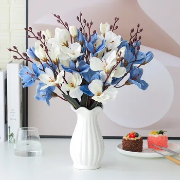 Magnolia Silk Kunstlikku lille Kimp 5 kahvlid Magnolia Pulm DIY Partei Tabel Kodu Kaunistamiseks Võltsitud Lille Vaasid Decor