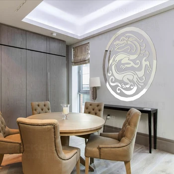 Fashion loominguline traditsiooniline Hiina draakon peegel seina kleepsud elutuba söögituba teenetemärgi R217