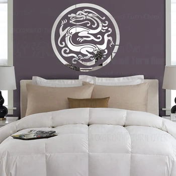 Fashion loominguline traditsiooniline Hiina draakon peegel seina kleepsud elutuba söögituba teenetemärgi R217