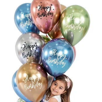10tk 12inch Kroomitud Metallist Lateks Õhupallid Sünnipäevaks Muster Ballon Täispuhutav Heelium Õhupalli Lapsed Täiskasvanud Isiku Teenetemärgid