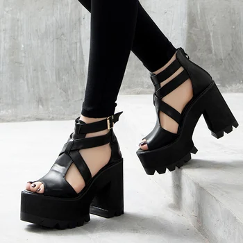 Gladiaator sandaalid naiste suve kingad Kõrge Kontsaga mustad Sandaalid Platvorm Kingad paksud kontsaga sandaalid naiste platvorm Sandaalid kontsad