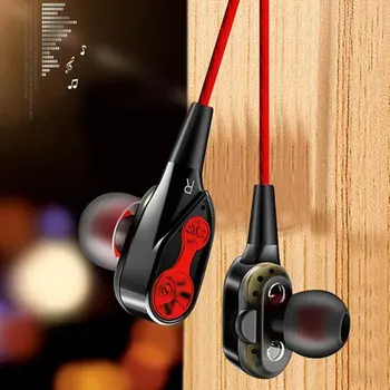 Dual-Dünaamiline 3.5 mm Juhtmega In-ear Kõrvaklapid koos Mikrofoni ja Subwoofer Müra Isolatsiooni Sport Peakomplekti, Universal Mobile Phones