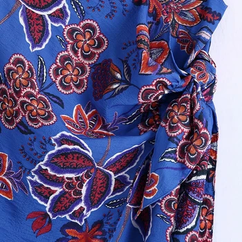 Suvel Naiselik Seelik 2021 Fashion Sinine Print Sarong Midi Seelik Seksikas Ees Pilu Hem Pool Wrap Nuppu Seotud Talje Naine Seelik