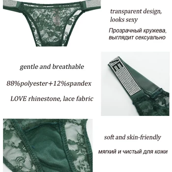 Naiste Lilleline Pits Püksikud Naiste Sexy LOVE Rhinestone Läbipaistvad Aluspüksid Lady Madala Tõusu Sujuv Intimates Kvaliteetseid Sukkpüksid