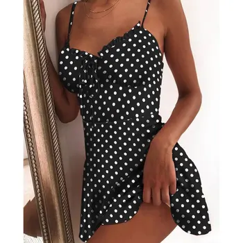 2021 Naiste Suve Kleit Tüdruk Boho Polka Dot Seksikas Bodycon Puhkus Sundress Beachwear Uus Mood Vibu V-Kaeluse Jaoks Mood Riided
