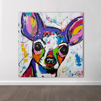 HDARTISAN Kaasaegne Abstraktse Loomade Lõuend Kunsti Chihuahua Koer Pop Kunst Seina Pildid elutuba Home Decor Maali raamita