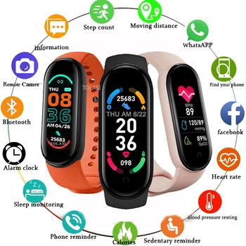 2021 M6 Smart Vaadata Meeste ja Naiste Smartwatch Südame Löögisagedus, Kalorite Fitness Jälgimise Sport Käevõru Apple Xiaomi Huawei Kellad
