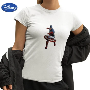 Marvel T-Särk Kapten Ameerika Popt Algajatele Vaimne Disney Vabaaja Naiste Tshirt Summer Cartoon 90S Tee Leader Y2K Hipster