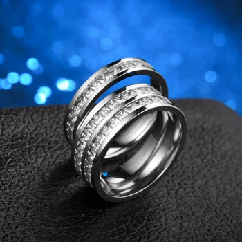Titaan Terasest Tsirkoon Rõngas Roostevabast Terasest Paar Ringi Naiste Sõrmus korea Ornament Roostevabast Terasest Rõngad Naiste abielusõrmus