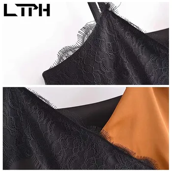 LTPH ins seksikas, elegantne, must pits top-cross segast satiin V-Kaeluse varrukateta naiste tankid saagi slim camisole 2021 Suvel Uus