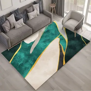 Must kuld, marmor kaasaegne luksus elutuba, magamistuba roheline vaip geomeetrilise 3D vaip kodus põranda matt
