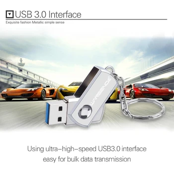 Wansenda Metallist USB Flash Drive USB 3.0-võtmehoidja Pen Drive 256GB 128GB 64GB 32GB 16GB, 8GB Kkel USB Stick Roostevabast Terasest Pendrive