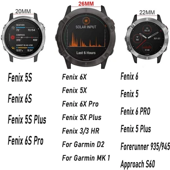 Smart Watch Rihmad Eest Garmin Fenix 6 6S 6X Pro 5X 5 5S + 3 3HR Eelkäija 935 945 Quick Release Rihm, Silikoon Käevõru