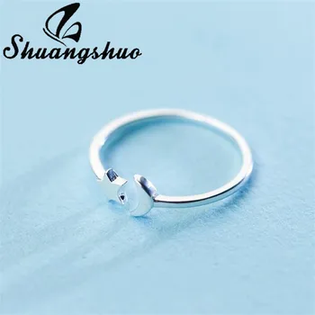 Shuangshuo Minimalism Fashion Star Moon sõrmustes Reguleeritav 925 Sterling Silver Ring Pulmad Ehted on Naiste Parim Kingitused