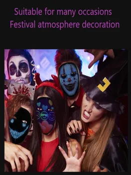 Halloween, Jõulud Masquerade LED Luminous Mask Karneval, Festival Nägu muutub Süttib Pool Halloween Mask Decor